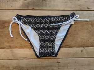 Traje de baño Hula Honey Negro Blanco X-PEQUEÑO Crochet Corbata Lateral Hipster Parte inferior - Imagen 1 de 2