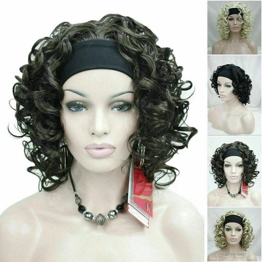 Women's Wig Spiral Curls Fluffy Half Full Wig Headband Natural Hair Wigs - Image 1 of 3