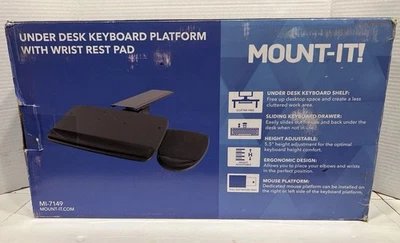 MOUNT IT UNDER DESK KEYBOARD PLATFORM With WRIST REST PAD (MI-7149) - Image 1 of 4