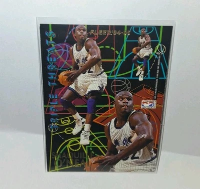 1994-95 Fleer European Triple Threats Shaquille O'Neal / Patrick Ewing HOF Card - Image 1 of 3