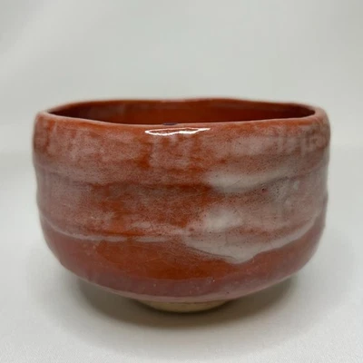 Tazón de té japonés Aka Raku Ware Matcha Keigama firmado Chawan cerámica Foto 1 de 4