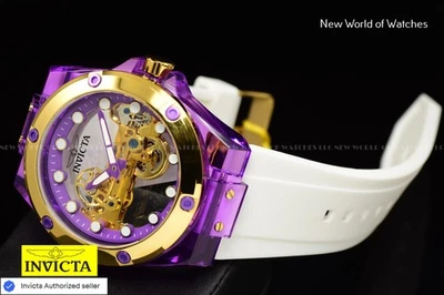 Invicta Mens 48mm SPEEDWAY Mechanical PURPLE DIAL White Silicone Strap Watch - Image 1 of 4