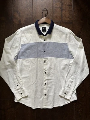 Armani Exchange A|X Men's Slim Fit Shirt UKL Linen Blend Summer Flash - Image 1 of 4