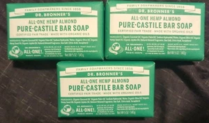 3 Packs of DR.BRONNER'S ALL-ONE HEMP Almond Pure Castile Bar Soap - Picture 1 of 2