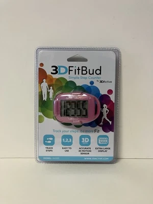 Contador de pasos 3D FitBud simple por clip activo 3D y cordón rosa SELLADO DE FÁBRICA Foto 1 de 3