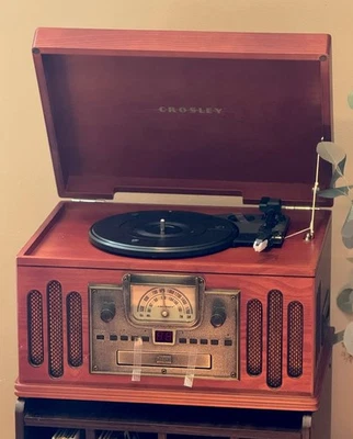 NEW CROSLEY CR74 4-IN-1 RECORD PLAYER TURNTABLE CASSETTE RADIO STEREO No CD Play - Image 1 of 4