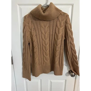 Banana Republic Rollkragenpullover mit Zopfmuster Damen klein hellbraun Strickwaren - Bild 1 von 10