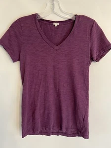 J. Crew Plumb Purple V-Neck Women's Cotton T-Shirt Small - Picture 1 of 3