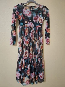 Art Class Girls Floral Mesh Dress Size M (7-8) Cottagecore Summer Birthday - Picture 1 of 8