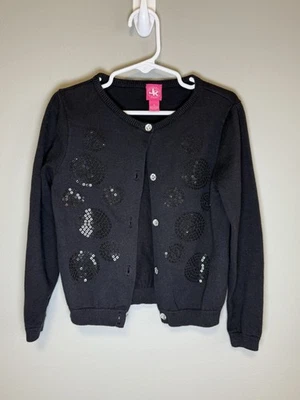 J. Khaki Authentic Cardigan Girls S-M Black Button Up Sequined Front Design - Image 1 of 4