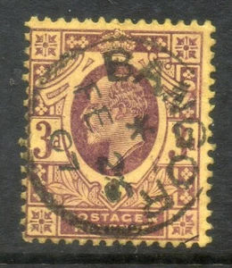 GB Edward VII SG233 Dull Reddish purple & Lemon Chalky 3d Bangor cds  - Picture 1 of 1