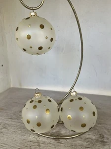 3 Gold Glitter Christmas Ornaments Egg /TearDrop Ornament Delicate Plastic - Picture 1 of 5