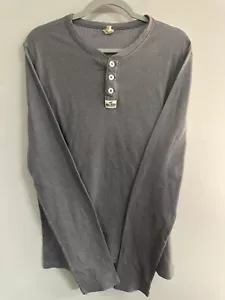 Hollister Henley Camicia Uomo Casual Tre Bottoni Manica Lunga Pullover XL Grigio - Foto 1 di 4