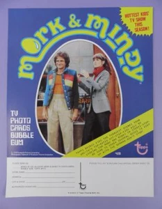 Topps Bubble Gum Mork & Mindy Dealer Sheet Poster 1978 - Foto 1 di 1