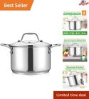 3-Quart Stainless Steel Soup Pot with Glass Lid - Induction Ready Kitchen Ess...