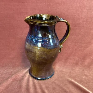 Cannie Ridge Blue Brown Speckled Pottery Glazed Jug 9" Australia (14D) MO#8755 - Picture 1 of 12
