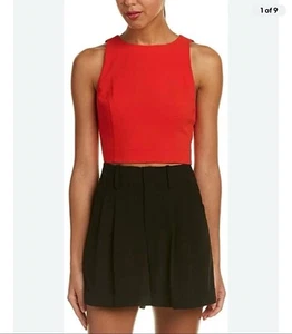 Alice + Olivia Women's Lace Back Sleeveless Red Crop Top Size 10 Medium Casual - Picture 1 of 9