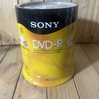 Sony DVD-R 120 Min 4.7 GB 1-16x 100 pack Factory Sealed New - Image 1 of 4