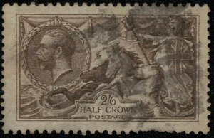 ZAYIX 1919 Great Britain 179 used 2sh6p olv brown Retouched- Seahorse 032122-S90 - Picture 1 of 2