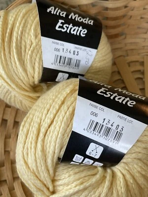 Lana Grossa Alta Moda Estate Yarn- Cotton/silk/polyester- 2 Balls Buttery Yellow - Image 1 of 4