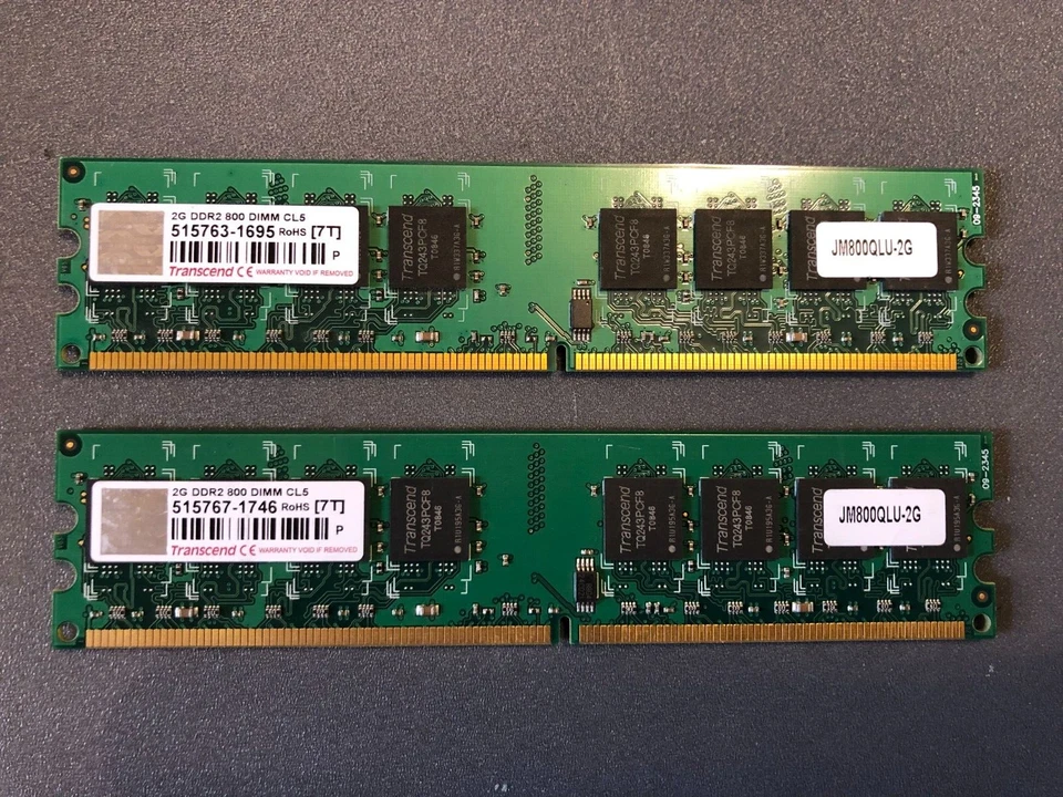 Transcend 4GB (2X2GB) 1RX8 DDR2 800 DIMM CL5  RAM KIT Tested - Image 1 of 1