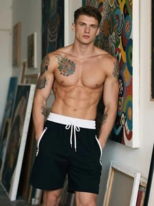Men's Athletic Shorts Comfortable Cotton Elastic Waist Running Shorts w Pockets - Picture 1 of 18