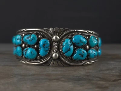 Armreif Silber Sterling Türkis Armspange Indianer JQ massiv - markant auffällig - Bild 1 von 4