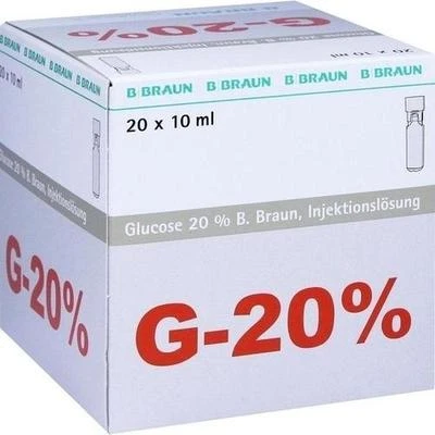 B. BRAUN MELSUNGEN AG GLUCOSE 20% Braun Mini Plasco connect Inj.-Lsg. 20X10ml PZN 3158931