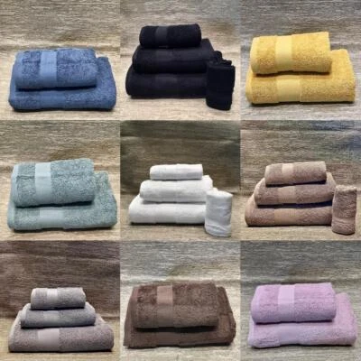 SET ASCIUGAMANO SPUGNA LAVETTA OSPITE TELO BAGNO 550gr TOP QUALITY VARI COLORI - Immagine 1 di 4