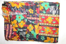 Indian Vintage Kantha Quilt Cotton Handmade Throw Blanket Twin Bedspread VH-582