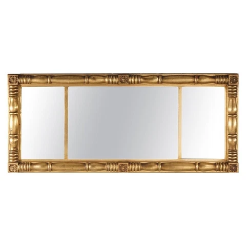 Antique American Empire Three Part Giltwood Wall Mirror, circa 1840 Cover