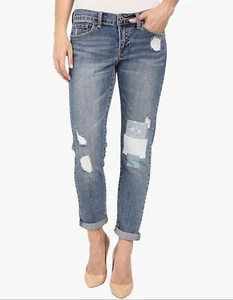 Lucky Brand Sienna Slim Boyfriend Orta Premium Mid Rise Patchwork Jeans sz 4/27 - Picture 1 of 15