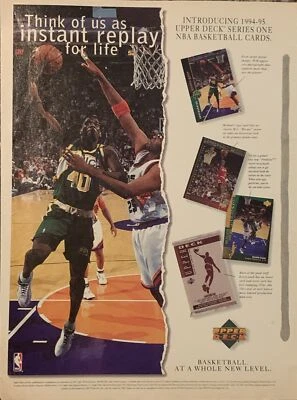 1994 Shawn Kemp Seattle SuperSonics PRINT AD Upper Deck Series One Cards VTG 90s - Image 1 of 4