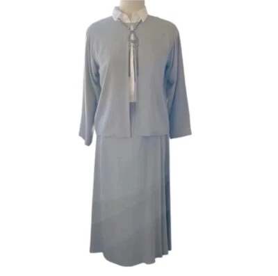 EILEEN FISHER | Conjunto de falda envolvente de seda chaqueta ligera cárdigan piedra pómez G... Foto 1 de 4