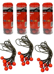 32 Pack- 12" Red Ball BUNGEE Cord Tarp Bungee - Canopy Bungee Cord with 4 Jars - Picture 1 of 8