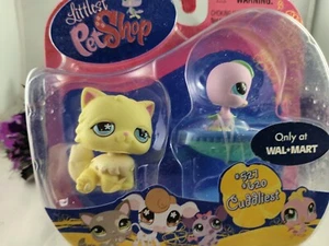 Littlest Pet Shop Walmart Exclusive #527 #620 Yellow Persian Cat purple Bird - Picture 1 of 4