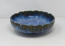 Fulper Art Pottery Scalloped Footed Blue Crystalline Bowl
