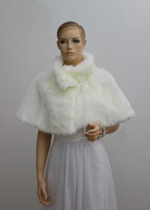 Braut Bolero Umhang Stola Hochzeit Fell warm ivory Einheitsgröße NEU - Bild 1 von 1