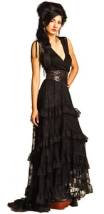 Falda Negra Victoriana Steampunk Gótica Lip Service Winchester Emporium XS - Imagen 1 de 10