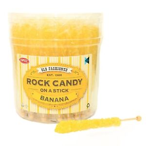 Rock Candy Sticks - Swizzle Sticks - 36 Sticks (Yellow / Banana)