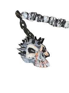 Vintage Skull Flail Mace & Chain Skeleton Medieval Costume Plastic Rubies 1995 - Picture 1 of 7