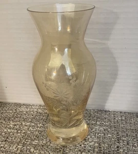 Braunglas Knospenvase Royal Danube Kristall Gold handgeschliffen Slowakei 7" geätzt floral - Bild 1 von 7