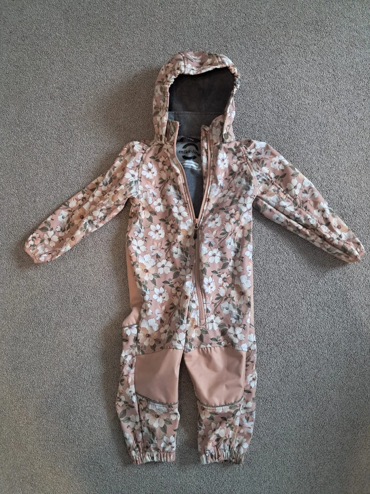 mikk-line Softshellanzug Overall 98 Fleece Blumen Matschanzug Mädchen verstärkt - Bild 1 von 3
