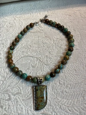 Collar colgante con cuentas turquesa 925 de plata esterlina Jay King DTR #JR12 Foto 1 de 4