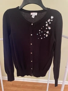 Childrens Place Black Diamond Jewels Sweater Cardigan Long Sleeve Size L (10-12) - Picture 1 of 8