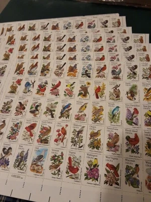 $100.00 Face Value Unused U.S. 20 Cent Birds And Flowers Stamps MNH  Free Ship - Image 1 of 3