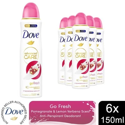 6xDove Anti-Perspirant Advanced Go Fresh Pomegranate & Lemon Deo for Women,150ml - Image 1 of 4