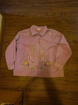 Victor Costa Mujer Chaqueta de Verano Bordada Cuello a Presión Chaqueta 1X Foto 1 de 4