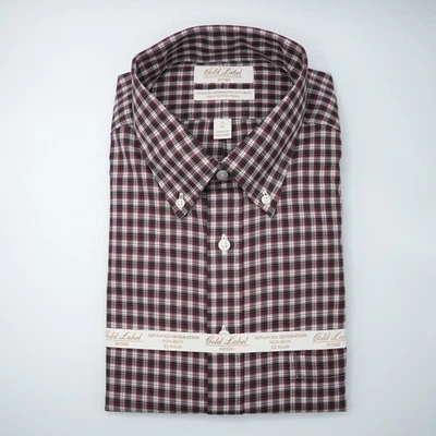 Roundtree & Yorke Gold Label Shirt 17-35 FITTED Red Black Plaid Non-Iron NWT - Image 1 of 4
