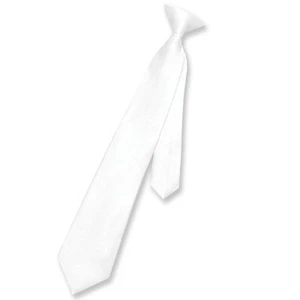 Vesuvio Napoli Boys CLIP-ON NeckTie Solid WHITE Color Youth Neck Tie - Picture 1 of 3